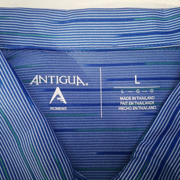 NWT Antigua Blue Green & Purple Striped Ladies Size Large Straight Fit Polo - Picture 3 of 13